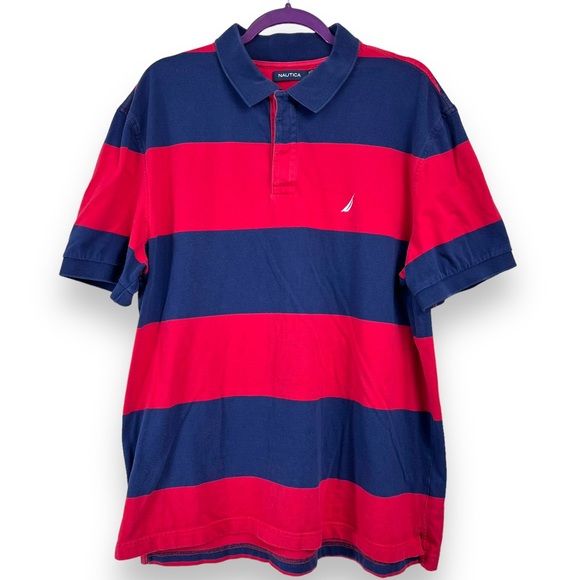Nautica Other - Nautica Polo Shirt Men’s Size XL 100% Cotton Navy Blue & Red
